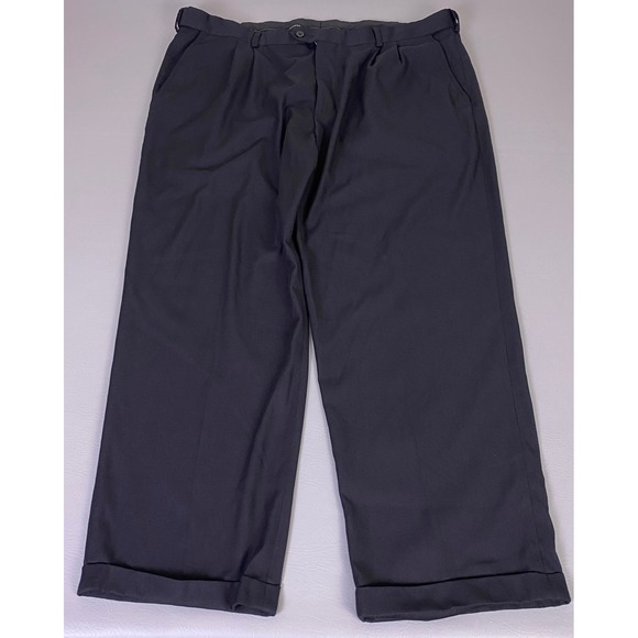 George Other - George Dress Pants Men's 42x30 Black Cuffed Hem Business Trousers Pleated